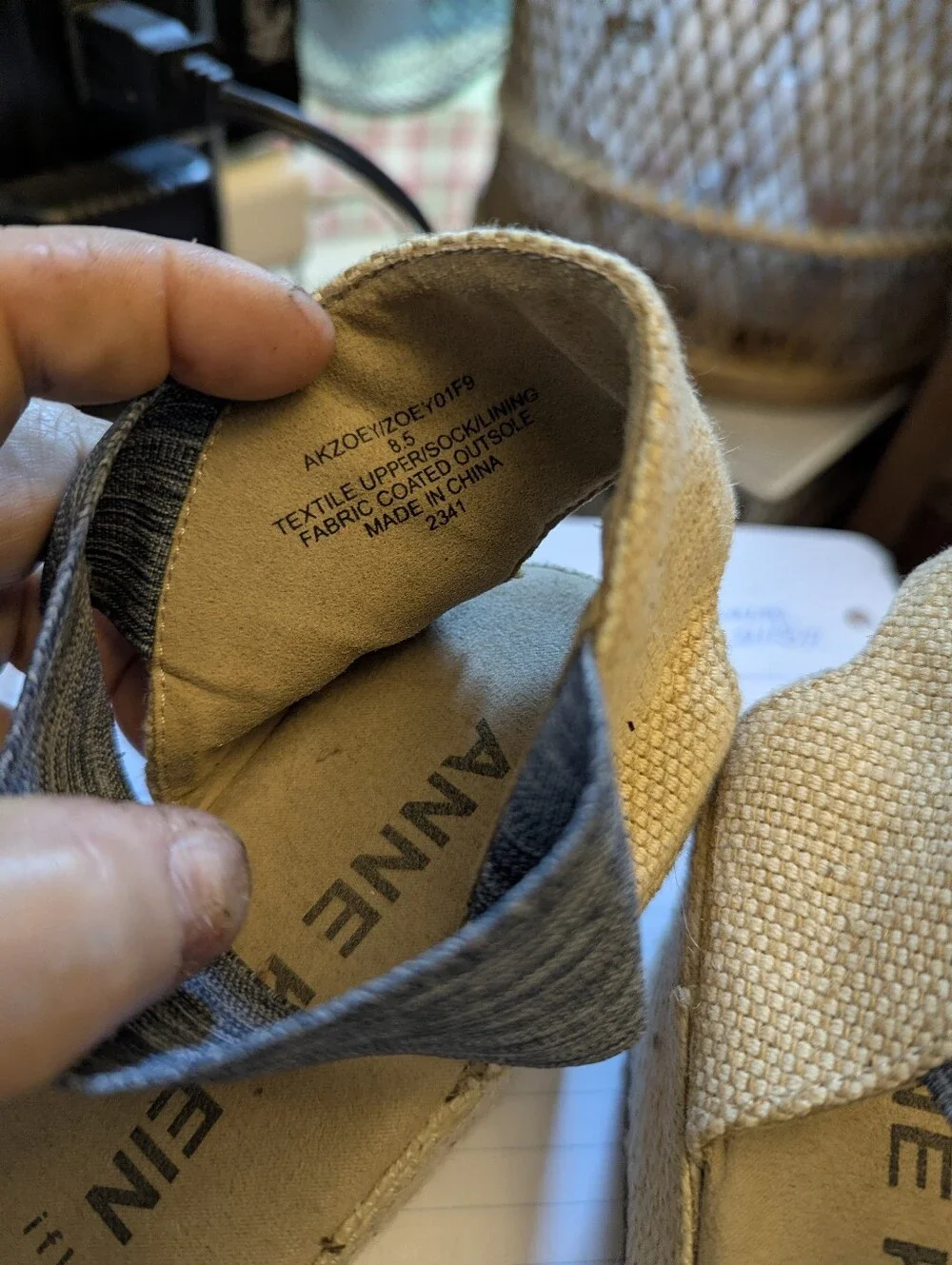 Cute Anne Klein Woven Denim Slip On Espadrilles Wedges Sz 8.5